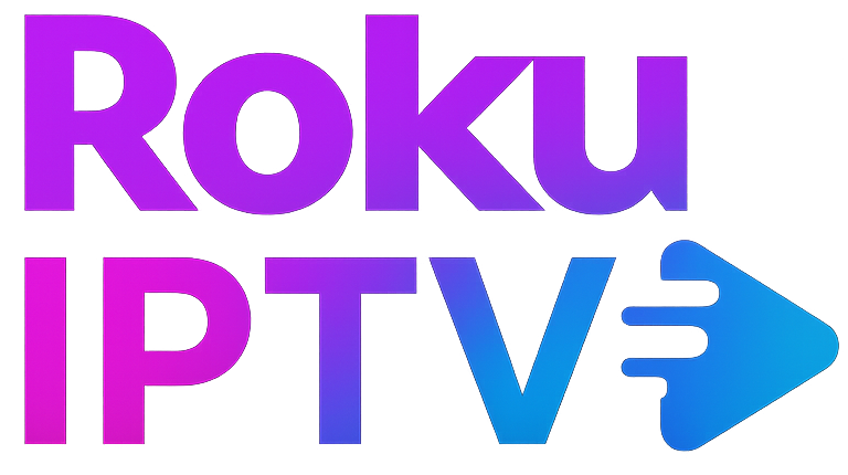 Roku IPTV logo for premium 4K streaming on Roku devices and Roku TV in the USA